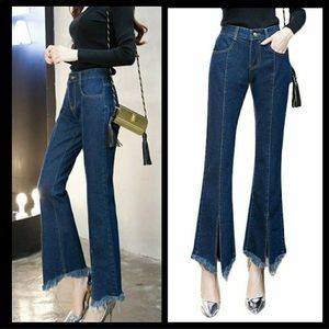 Fringe bell bottom jeans